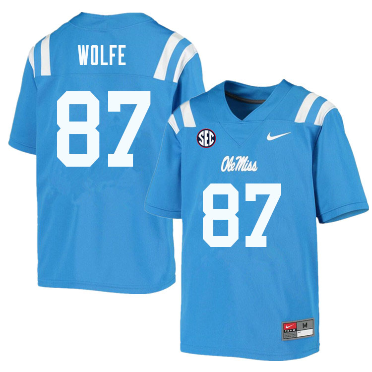 Men #87 Hudson Wolfe Ole Miss Rebels College Football Jerseys Sale-Powder Blue